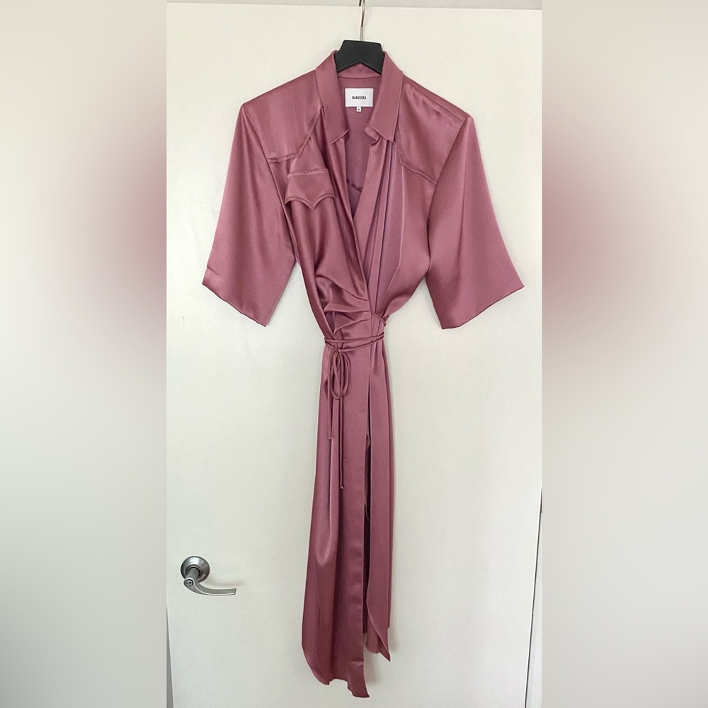 Nanushka Pink Satin Shirt Dress - Picture 4 of 6